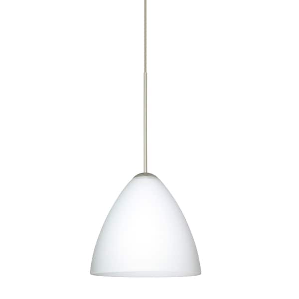 Besa Lighting Mia Cord Pendant, Opal Matte, Satin Nickel Finish, 1x5W LED 1XT-177907-LED-SN - main